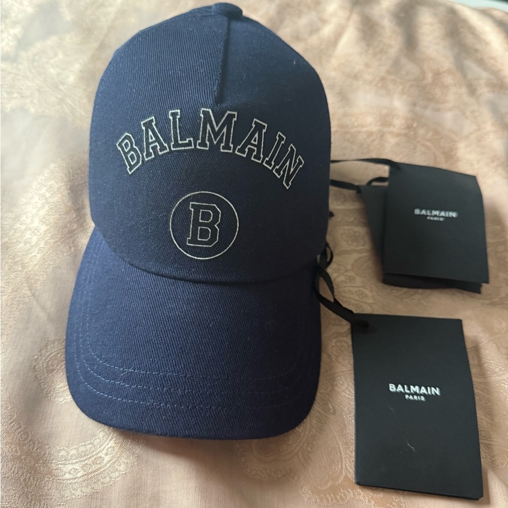 Balmain Blue Baseball Cap with Embroidered Logo - Picture 3 of 7